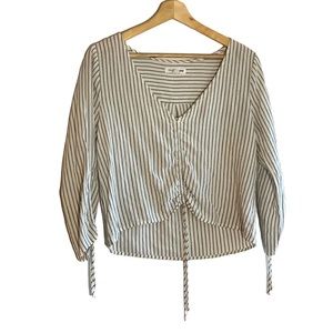 Social Gypsy V-Neck Striped Flowy Crop-Top